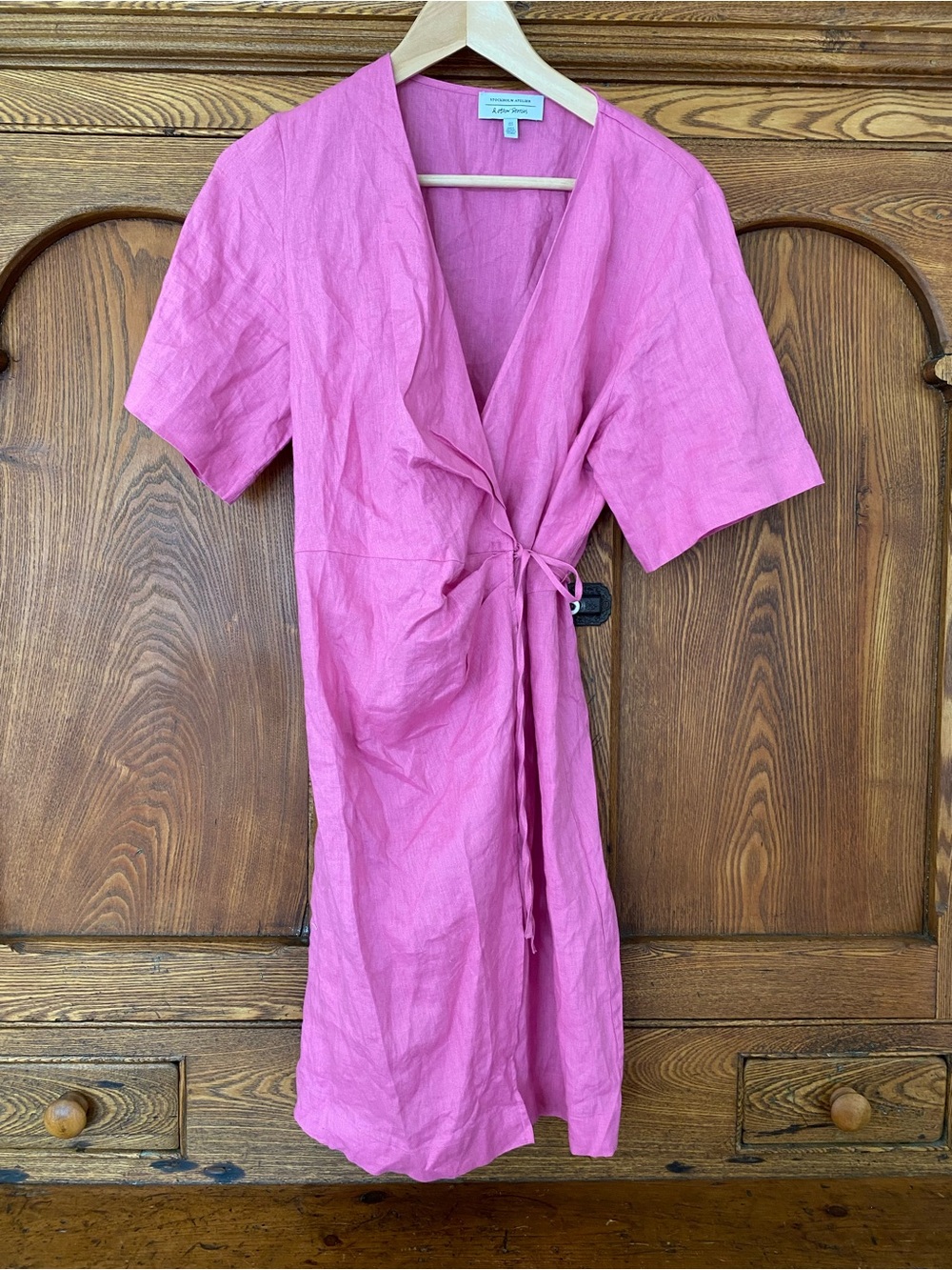 & Other Stories Pink Wrap Mini Dress